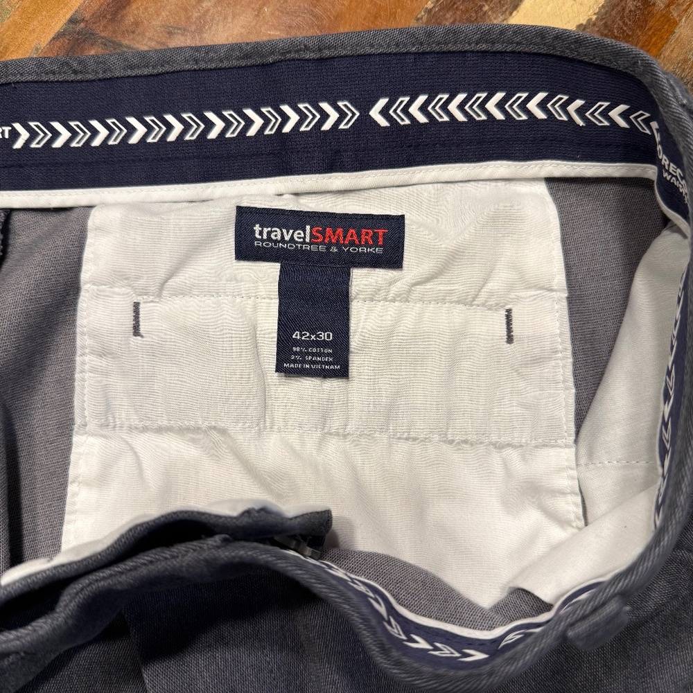 Roundtree & Yorke TravelSmart Dress Pants Men’s 42x30 Gray Stretch Comfort